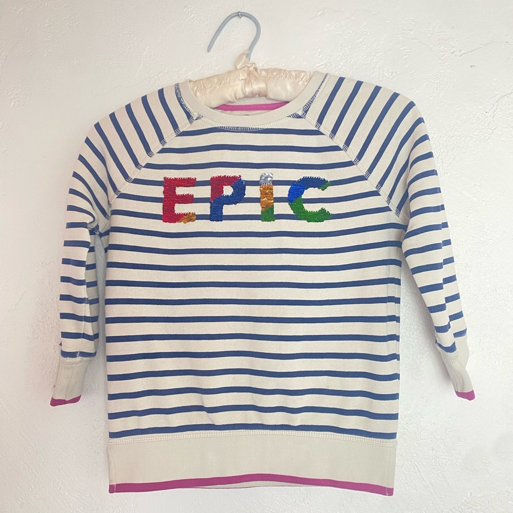 Boden Navy and White Striped Top